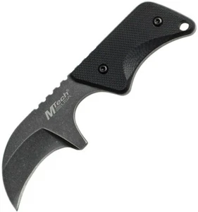 MTech Fixed Knife 1.5" Full Tang Stainless Steel Hawkbill Blade Black G10 Handle - Picture 1 of 12