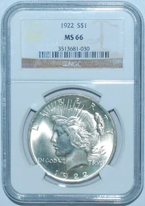 1922 P NGC MS66 Peace Silver Dollar - Picture 1 of 3