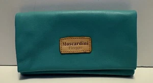 Moscardini Firenze Pebble Leather Wallet Purse Teal Made In ITALY NEW - Picture 1 of 9
