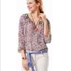 Cabi Women's Small Style# 5208 Peasant Blouse, Beige, Pink, Blue