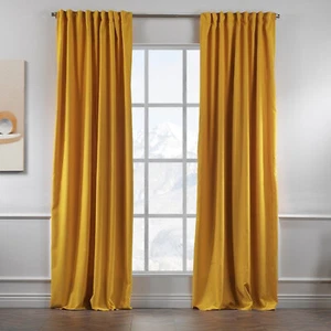 Mustard Yellow Velvet Curtain Window 2 anel Bedroom Curtains Living Room Curtain - Picture 1 of 3