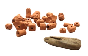 Handmade Clay Beads Red Variety Shapes Driftwood Pc Jewelry Crafts Macrame - Picture 1 of 5
