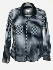 CONVERSE All Star Women’s S Button Up Long Sleeve Shirt Check 90s Skull Gray - Picture 1 of 8