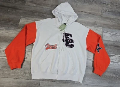 Sudadera con capucha H&M dividida para mujer blanca y naranja cremallera completa talla mediana bordada nueva con etiquetas Foto 1 de 4