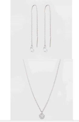 Lote/juego de pendientes colgantes/collar flotante A New Day de plata esterlina circonita cúbica enhebrador Foto 1 de 4