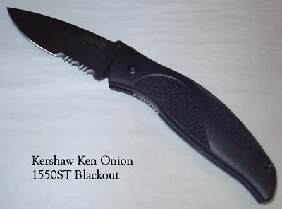 Новый нож KERSHAW Ken Onion 1550ST BLACKOUT наполовину зазубренный РЕДКИЙ и трудно найти - Изображение 1 из 4