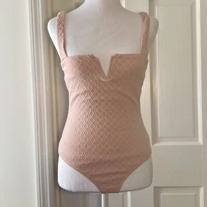 Lulus Notched Sleeveless Tank Bodysuit Womens S Pink Balletcore Closet Staple - Picture 1 of 9