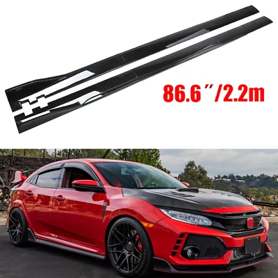 For Honda Civic H Glossy Black 2.2m/86.6inch Side Skirt Extensions Rocker Lip - Изображение 1 из 4