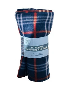 GKK Navy Paw Fleece Throw Blanket, Standard Throw 28.5IncX24Inc-Dog/Cat - Picture 1 of 4