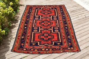 Alfombra caucásica 61''x77"" anudada a mano alfombra primitiva vintage alfombra 156x198 cm 5x6 - Imagen 1 de 9