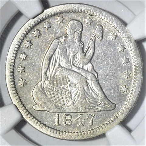 1847 O Seated Liberty Quarter Dollar NGC XF Details        s-0057 Cover
