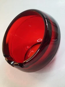 5” Large Handmade Red Viking Glass Ashtray minty (L3) - Picture 1 of 10