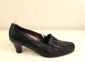 Gabor Comfort Fit Size 5 G Black Leather Mid Heel Court Shoes Smart Loafer Pumps - Picture 1 of 12
