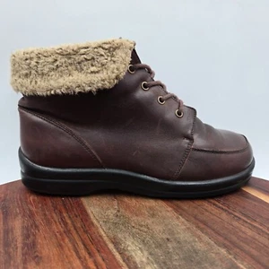 Birkenstock Footprints Boots Women's 38 / 7 Brown Leather Fleece Lined Lace Up - Picture 1 of 11