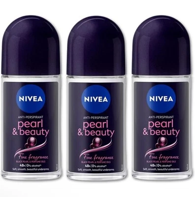 NIVEA New Series Women Deodorant Roll-On 1.7 fl oz Pearl & Beauty Black – 3Pack - Image 1 of 4
