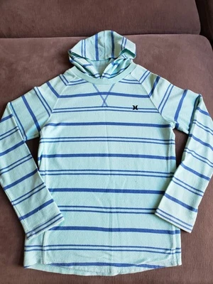 Hurley Phantom Long Sleeve Hooded Stripe Shirt Blue Green - Youth XL - Image 1 of 4