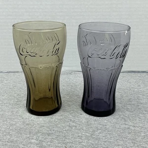 Vintage (Set of 2) Coca-Cola Brown/Purple Collectibles Glass 16 Oz Glasses - Picture 1 of 3