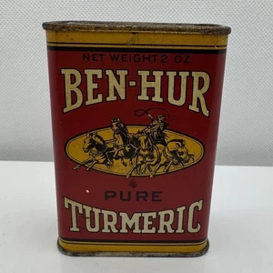 Vintage BEN-HUR SPICE Tin Turmeric, 2oz, Made In California, Red container. - Picture 1 of 9