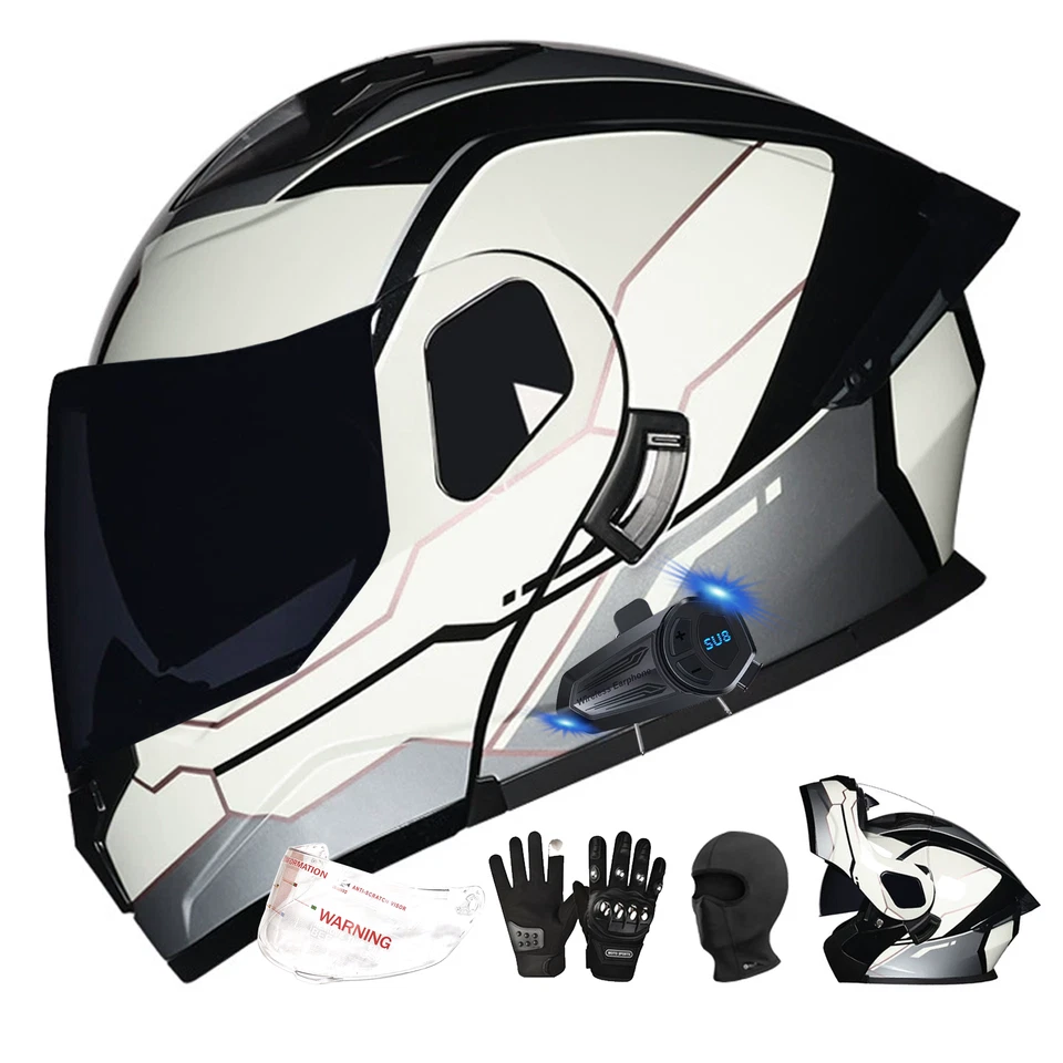 DOT Bluetooth Modular Motorcycle Helmet,Flip Up Full Face Integrated Helmet B02 - Imagem 1 de 4