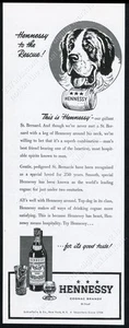 1951 St Saint Bernard dog with barrel art Hennessy Cognac vintage print ad - Picture 1 of 7