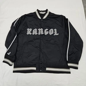 Bomber uomo taglia XXL Kangol raso nero bianco e grigio ricamato Varsity - Foto 1 di 15