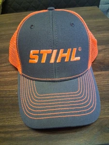 STIHL Snap Back Cap Orange Black Adult One Size Hat Embroidered Shop Name- Back - Picture 1 of 5