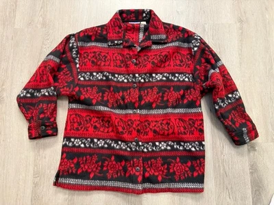 Northcrest 法兰绒夹克衬衫女式大号红色黑色 — 第 1/4 张图片