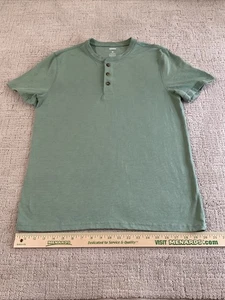 Camisa Sonoma Para Hombre Mediana Verde Henley Manga Corta 3 Botones Camiseta - Imagen 1 de 12