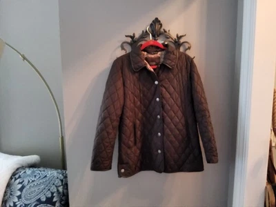 Coach Women’s Quilted Jacket Brown w/Signature Lining Logo Pattern Size M - Image 1 of 4