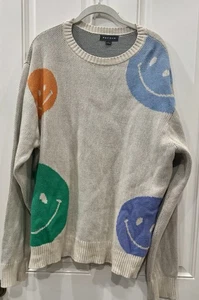 PacSun Pullover mehrfarbig Smiley Rundhalsausschnitt weiß Größe LARGE #S182 - Bild 1 von 6