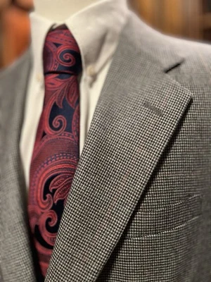 VNTG RALPH LAUREN GRAY HOUNDSTOOTH 42R 36x32 PLAID WOOL CLOTH JACKET PANT SUIT - Image 1 of 4