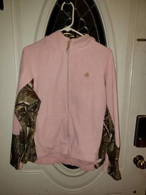 *Reduced FIRM Legendary Whitetails Womens Hoodie Size Med Full Zip Pink Camo  - Image 1 of 4