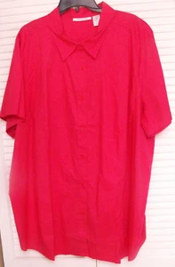 Women's "Chelsea Studio," Cotton Blouse, Plus Size 3X, Rose/Red - Picture 1 of 4