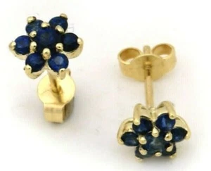 Pendientes de mujer Safir auténtico oro amarillo 585 enchufes oro 14 quilates zafiro pendientes - Imagen 1 de 2