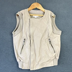 Witchery Lambs Leather Vest Womens Size S Brown Merino Wool Body Sleeveless - Picture 1 of 13