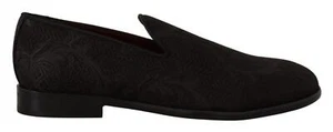 Dolce & Gabbana Black Floral Brocade Slippers Loafers Shoes - Picture 1 of 8