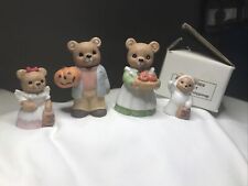 Vintage Homco Halloween Bear Family 4 Set Home Interior Figurines #5209 Plus Box
