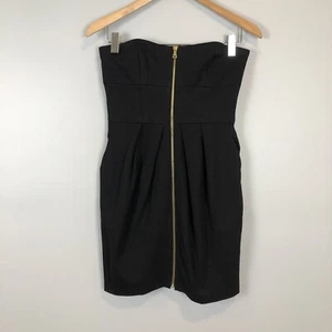 Cynthia Steffe Size 4 Little Black Dress Zipper Front Pockets Short Strapless - Picture 1 of 11