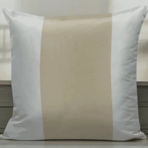 Cushion Covers Cream Latte Beige Stripe Fine Quality Fabric 18 x 18" 45 x 45 cm - Picture 1 of 10