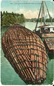 Balsa de troncos de postal de 8.000.000 pies de madera parte posterior dividida A07 - Imagen 1 de 2