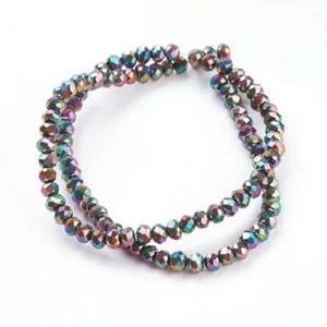 3mm Rainbow Glass Rondelle Faceted Beads– 10" strand - Approx. 100 pcs - 3x2mm - Picture 1 of 1