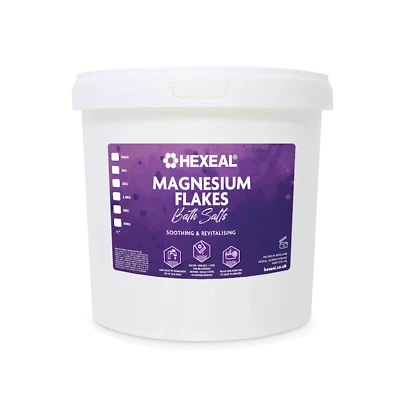 Hexeal MAGNESIUM FLAKES | 2.5kg Bucket |100% Pure| Bath Soak| Magnesium Chloride