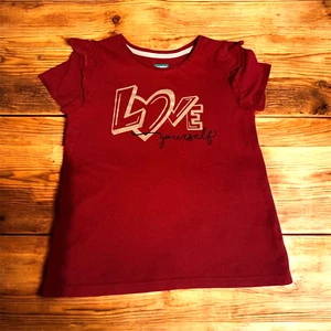"Girls' Red LOVE Yourself T-Shirt - Stylish, Comfortable & Cute - Fast Shipping" - Picture 1 of 3