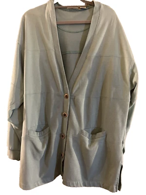 Essential Element Womens XL Blue Long Sleeves Button Up Cardigan Grandma Chic - Image 1 of 4