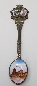 Assisi Italian Spoon Featuring Saint Francis and Scenic Enamel Design Vtg - Picture 1 of 7
