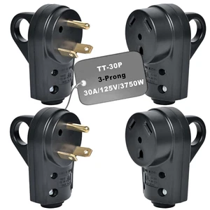 RV 30 Amp Plug Male and Female(2 Set Upgraded with Handle Receptacle Camper Plug - Picture 1 of 12