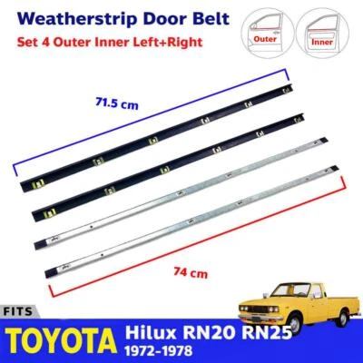 For Toyota Hilux RN20 RN25 Pickup Truck 1972-78 Weatherstrip Door Belt Set 4 GO Foto 1 de 4
