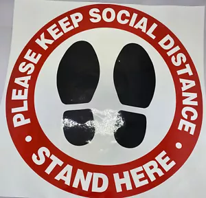 NEU! Social Distancing wasserdichte & rutschfeste Bodenaufkleber ~ 6er-Pack ~ 12" rund - Bild 1 von 2