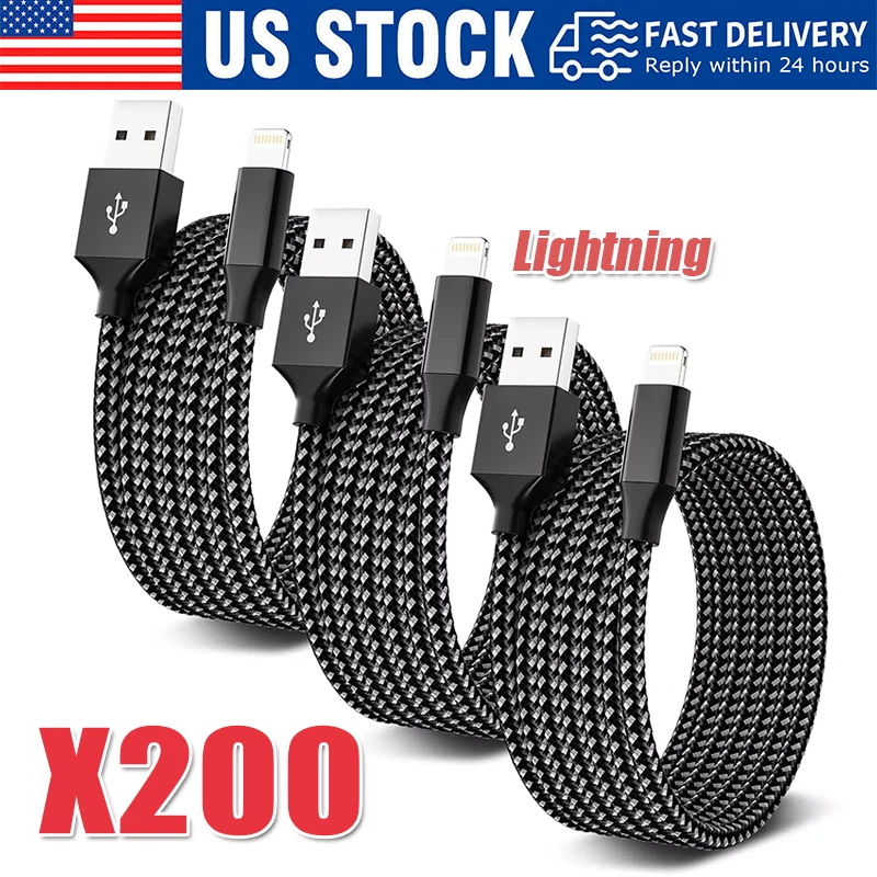 Fast Charger Cable Heavy Duty For iPhone 13 12 11 X XR 8 Charging Cord Wholesale - Image 1 of 4