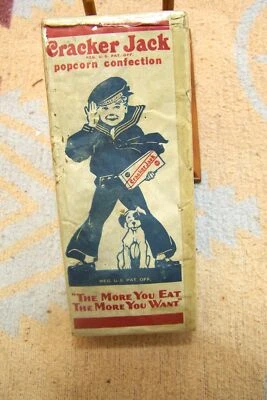 EARLY ANTIQUE CRACKER JACK BOX PAPER LABEL COVERED BOX EMPTY - Image 1 of 4